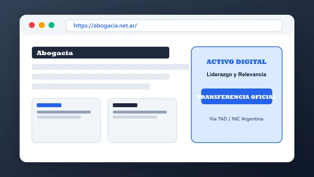 Vista del activo digital estratégico abogacia.net.ar y transferencia formal