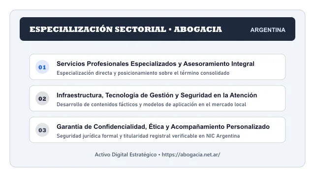 Pilares temáticos y especialización sectorial de Abogacia en Argentina